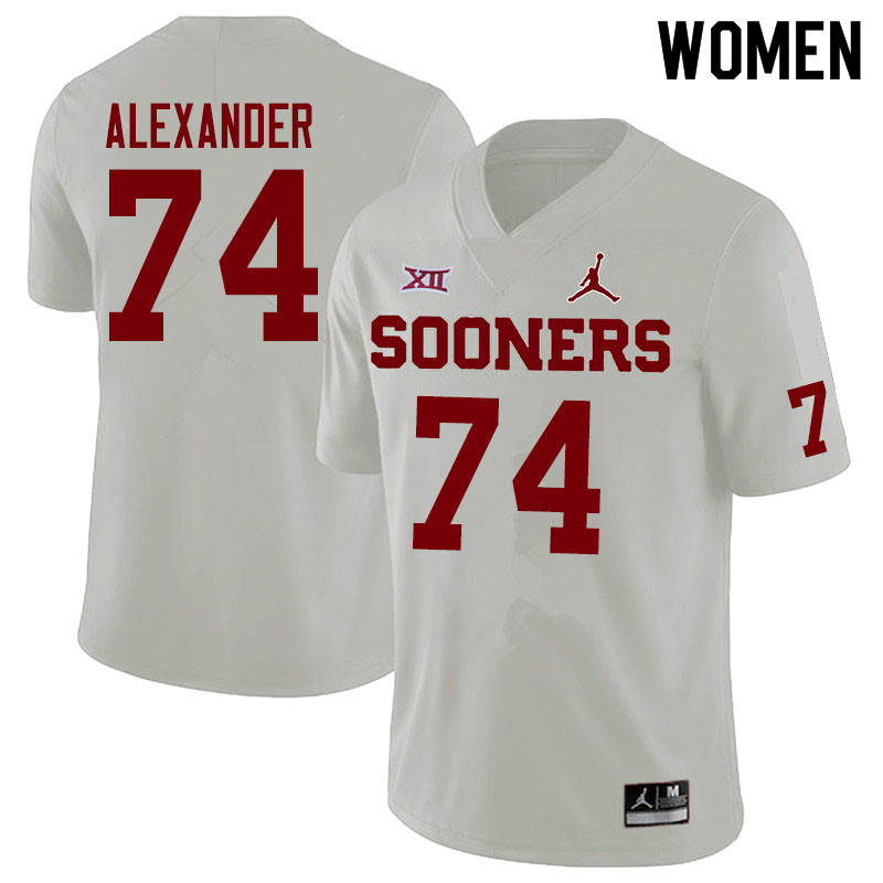 Jordan Brand Women #74 Marcus Alexander Oklahoma Sooners College Football Jerseys Sale-White